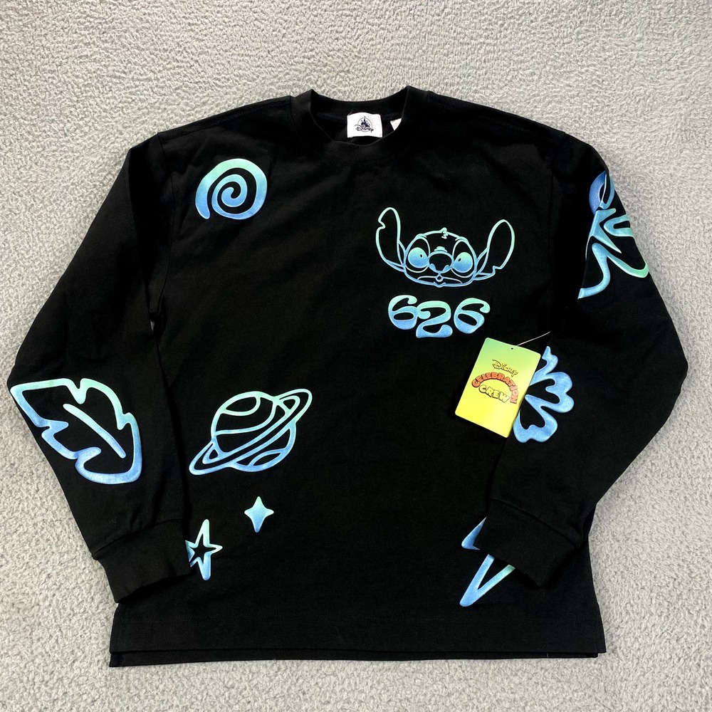NWT Stitch Spirit Jersey XS Black 626 Celebration Crew Long Sleeve WDW Disney - Picture 2 of 16